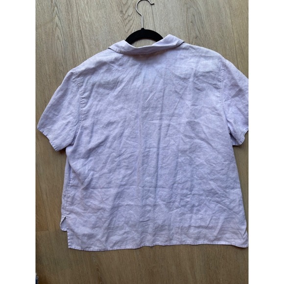 J. Jill Women's Large 100%  Linen Short Sleeve Button Down Shirt Lavender Purple - Picture 2 of 8